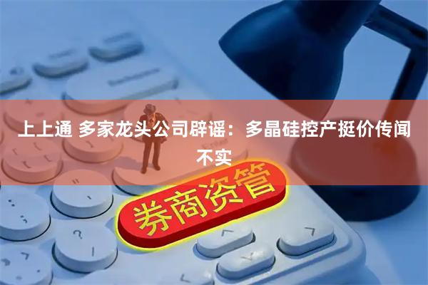 上上通 多家龙头公司辟谣：多晶硅控产挺价传闻不实