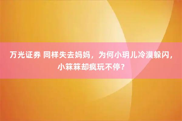 万光证券 同样失去妈妈，为何小玥儿冷漠躲闪，小箖箖却疯玩不停？