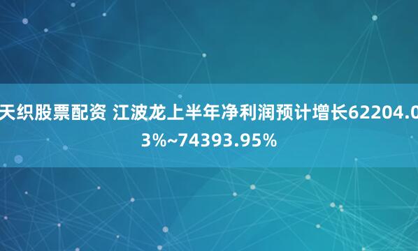 天织股票配资 江波龙上半年净利润预计增长62204.03%~74393.95%